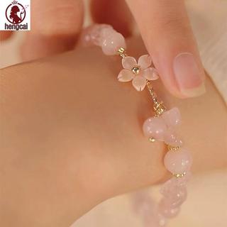 Vòng tay sỏi hoa anh đào màu hồng - Quà tặng nhẹ nhàng dành cho bé gái trong mùa hè