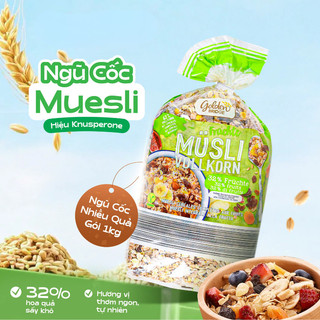 Ngũ Cốc Muesli Nhiều Hoa Quả Hiệu Knusperone - Gói 1kg (Bao Mầu Xanh)