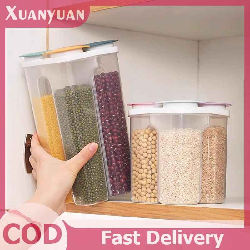 XUAN 1 Chiếc Bốn Hạt Và Ngũ Cốc Bảo Quản Trong Suốt Sắc Nét Đồ Dùng Nhà Bếp Chống Ẩm Ngăn Kín Nắp Mở Bình VN