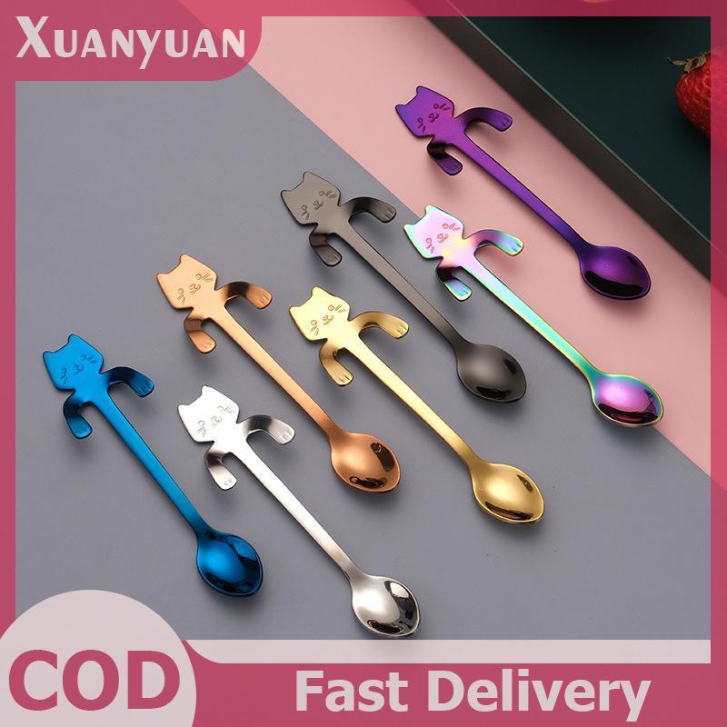 XUAN 1 Thìa Cà Phê Bằng Thép Không Gỉ Đáng Yêu Hình Dạng Dễ Thương Muỗng Cà Phê Món Tráng Miệng Ăn Muỗng Kem Thìa Bộ Đồ Ăn VN