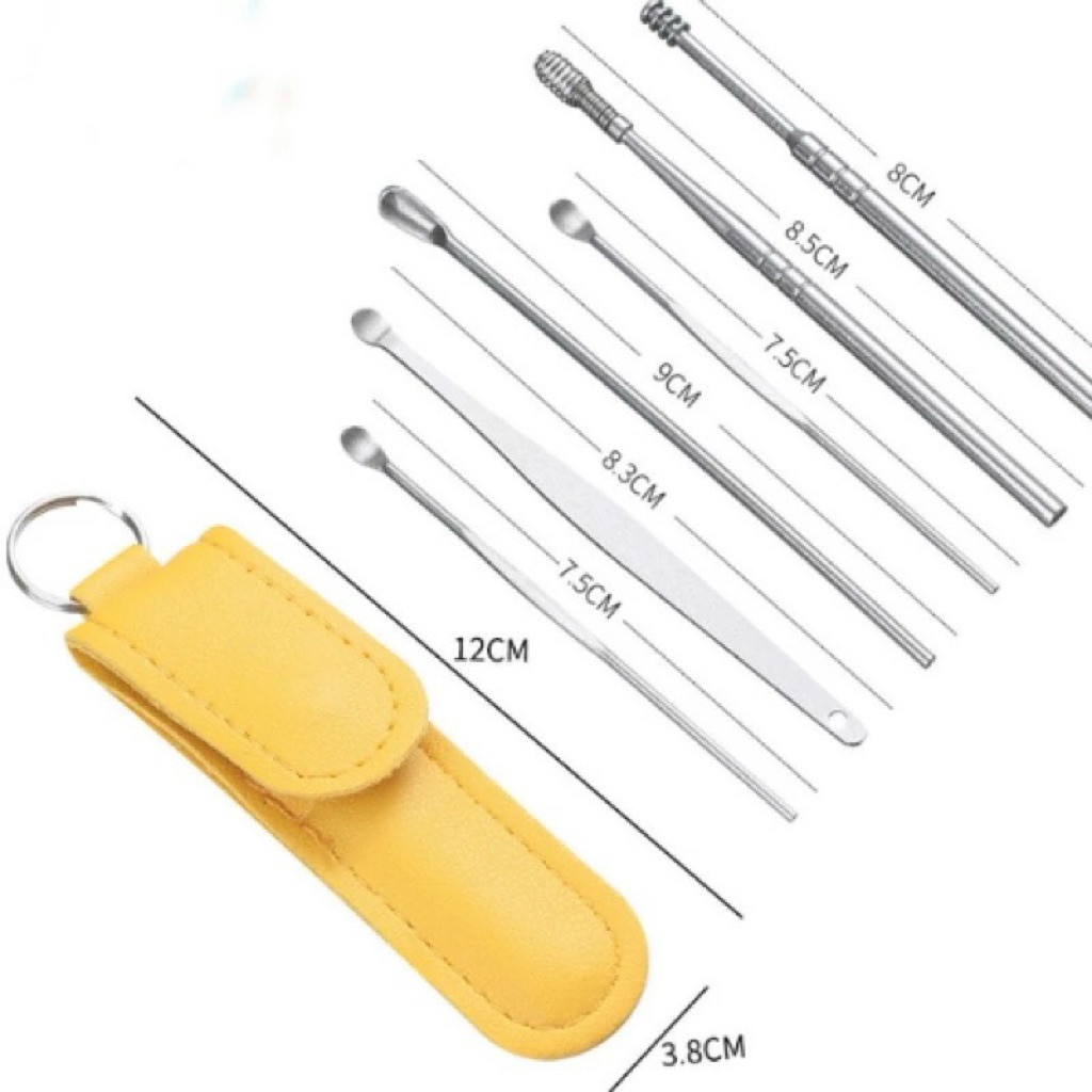 Bộ Dụng Cụ Lấy Ráy Tay Làm Sạch Ráy Tai 6 Món Kèm Túi Đựng Tiện Dụng.
