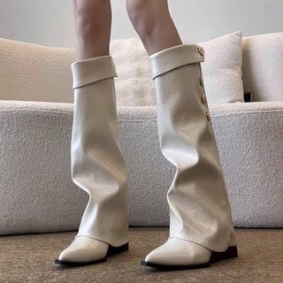 Giày bốt nữ mũi nhọn dày gót chân thời trang một chân