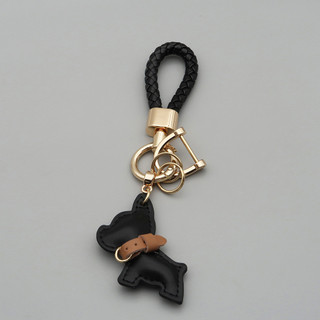 Dễ Thương Mini Pháp Bulldog Xe Móc Khóa Da Chó Con Mặt Dây Bện Dây Chống Mất Móc Khóa 1 Chiếc