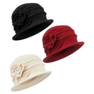 Mũ nồi len kiểu Pháp họa tiết hoa, size 56-58cm, phù hợp mùa đông dành cho nữ