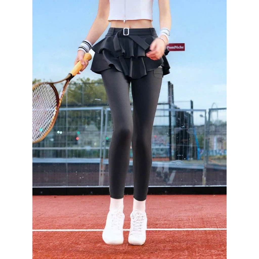 [Pickleball] Quần dài có lớp giả váy 2 tầng Pompeche thể thao thích hợp tập Tennis,yoga, chạy bộ,Pickleball...
