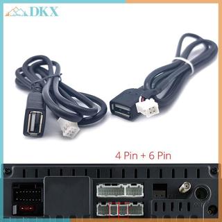 Bộ chuyển đổi cáp USB ô tô DKX 75cm 4Pin và 6Pin cho đầu nối âm thanh nổi trên ô tô Android Bộ chuyển đổi cáp mở rộng USB.