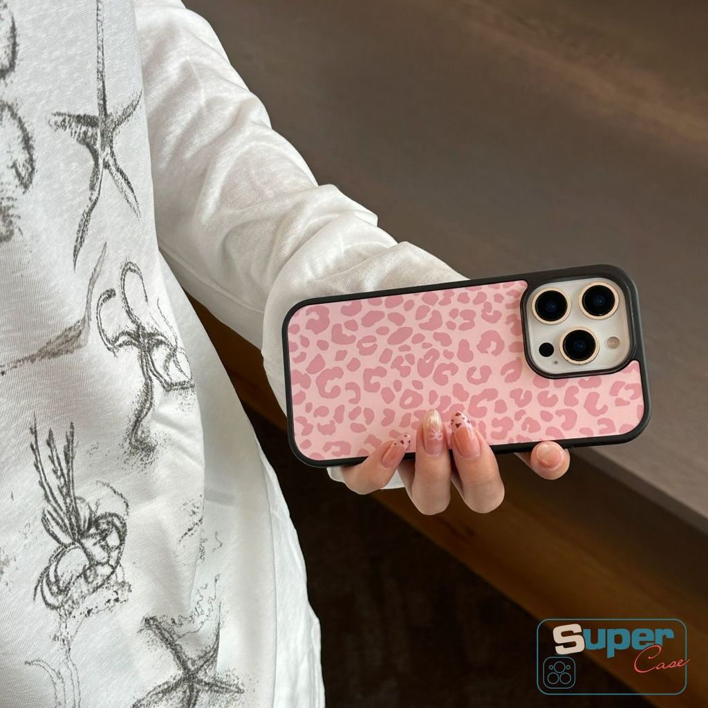 Ốp Lưng Tương Thích Cho iPhone 13 16 15 11 17 12 14 Pro Max Air 14 16 15 Plus Thời Trang Ngọt Ngào Hồng Tím Xanh Da Báo In Acrylic Sang Trọng