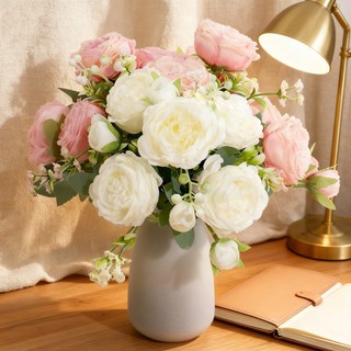 Hoa Giả Lụa Mẫu Đơn Hồng Bó Cao Cấp Trang Trí Nhà Cửa Decor Phòng Khách Để Bàn Tiệc Cưới Đạo Cụ Chụp Ảnh Đẹp Như Thật Vintage Quà Tặng Thẩm Mỹ Sang Trọng Phụ Kiện Nội Thất Cành 30cm Tự Nhiên Bền Màu Cô Dâu Sinh Nhật