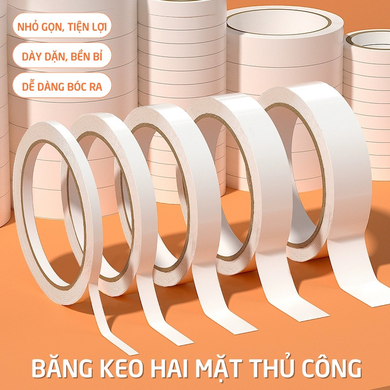 Băng Dính 2 Mặt Siêu Dính 10 Mét – Cuộn Băng Keo 2 Mặt Đa Năng Dán Bền Bỉ Cho Văn Phòng Và Làm Đồ Thủ Công