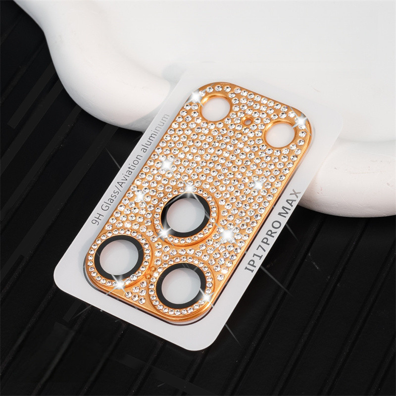 Phim bảo vệ camera điện thoại kim cương Flash sang trọng cho iPhone 17 pro max 13 14 15 16 Pro Max Air 16 plus Phim bảo vệ màn hình ống kính cho ống kính máy khoan flash