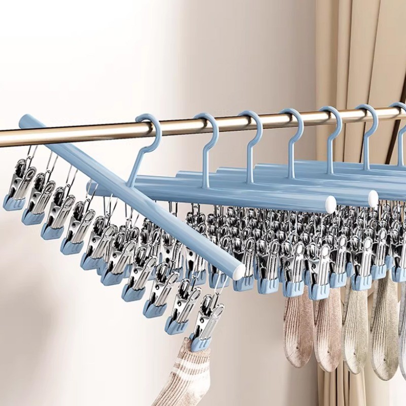 1 / 2 / 3 / 4 CÁI - Móc treo phơi tất bằng thép không gỉ có lớp phủ chống gỉ, Kẹp không dấu hoạt động một tay, Thiết kế có thể gập lại chịu tải mạnh mẽ cho quần áo