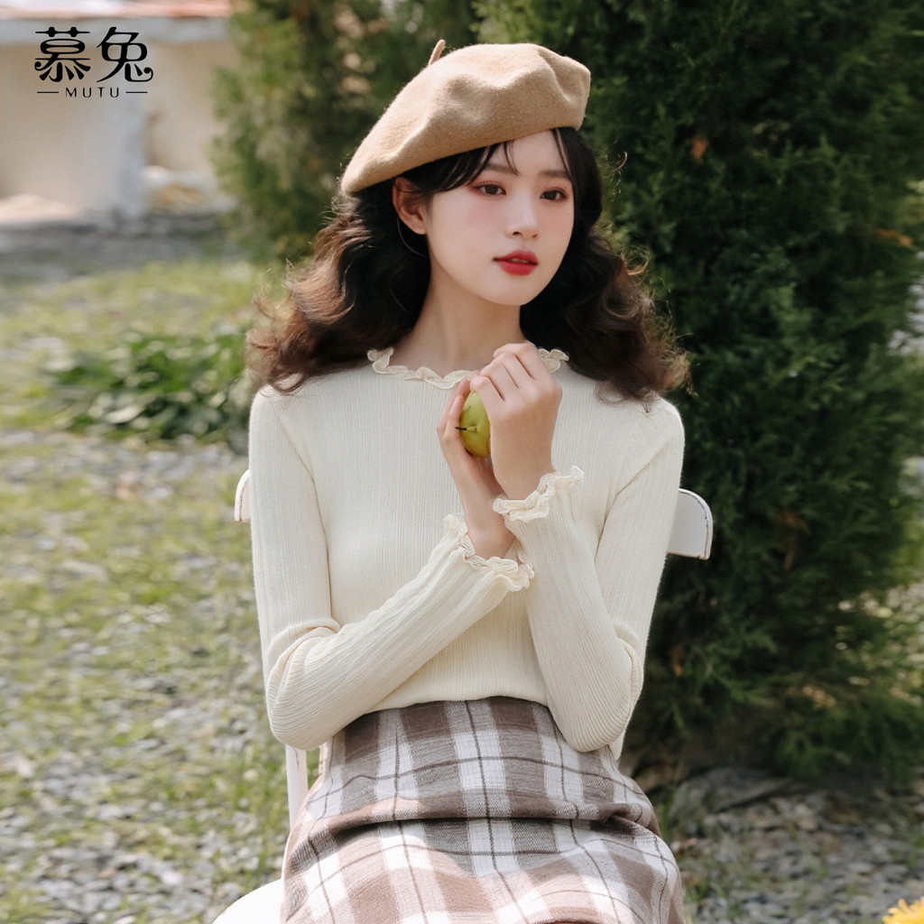Mutu Áo Len Dài Tay Phong Cách Pháp, Chất Liệu Cao Cấp,Slim-fit Hợp Thời Mùa Đông 2025