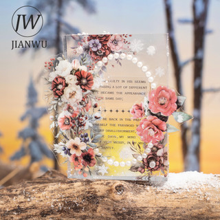 JIANWU 50mm * 200cm Mùa Đông Hoa Dòng Vintage Bông Tuyết Phong Cảnh Chất Liệu Cắt Băng PET Tạp Chí Sáng Tạo Văn Phòng Phẩm