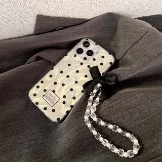 INS Korea Dot Casing + Dây buộc cho IPhone 16 11 15 14 13 12 Pro Max X Xr Xs Max 6 6s 7 8 Plus SE 2020 Ốp điện thoại Laser lông vũ chống sốc cứng IMD