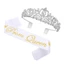 FF Girls Party Crowns Vai Ribbon Set Metal Headbands Prom Dance Phụ kiện