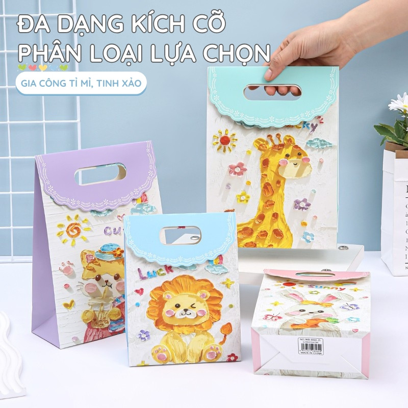 Túi giấy đựng quà hình hoạt hình dễ thương – Chất liệu giấy cao cấp, phù hợp gói quà sinh nhật và ngày lễ ý nghĩa