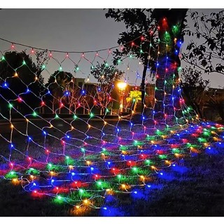 Đèn led lưới khổ lớn 3m*2m_đèn trang trí led mắt cá có nối đuôi Lưới trang trí ngoài trời sắp xếp vườn ngày lễ