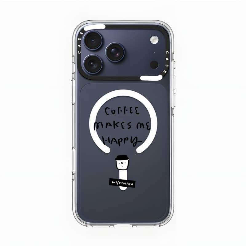 CASECASE X Coffee Makes Me Happy Case Impact Vỏ hút từ tính trong suốt cho iPhone 17 / 16 / 15 / 14 / 13 Pro Max | Ốp lưng Acrylic pha lê trong suốt có bao bì cao cấp