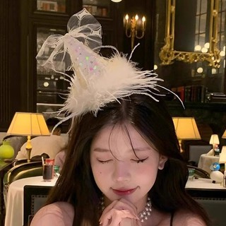 Mũ lưỡi trai lông vũ trắng Mũ lưỡi trai nữ