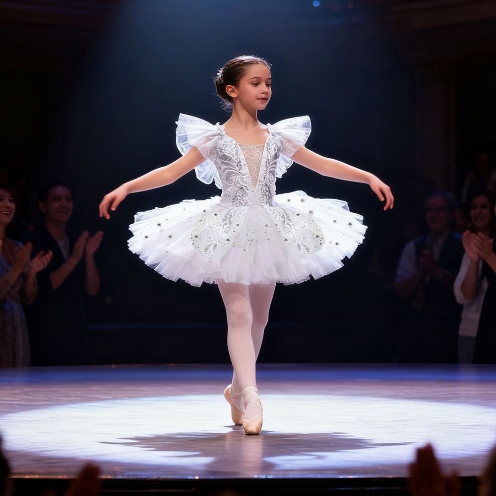 Đầm Ballet Trẻ Em SAIA, Tutu Ba Lê Trắng Hiện Đại, Đầm Dự Tiệc Thời Trang Champagne Sequin Đầm Công Chúa Trẻ Em