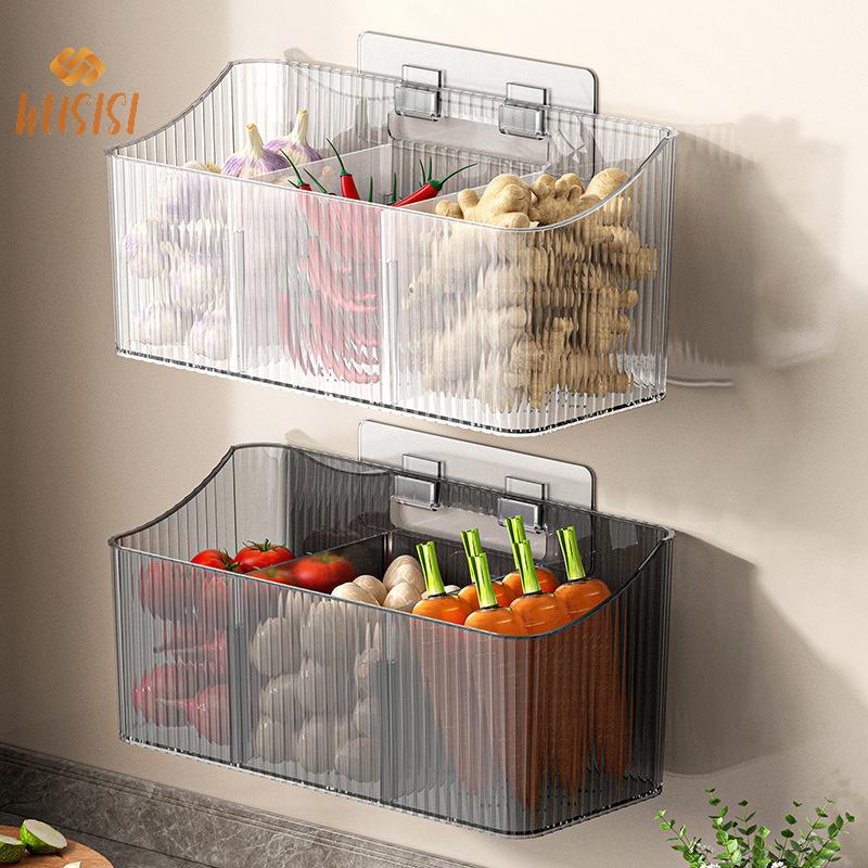 [WUSISI] Nhà Bếp Gừng Tỏi Hành Giá Để Đồ Hộp Bảo Quản Giỏ Tỏi Gừng Giỏ Treo Tường Hộp Bảo Quản MỚI