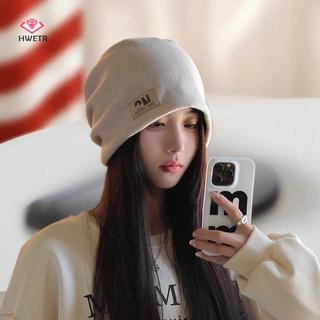 HWETR Thời Trang Chữ Dệt Kim Mũ Cotton Cho Nữ Màu Trơn Baggy Slouchy Beanie Hip Hop Thường Ngày Thu Đông Ấm Áp Mới