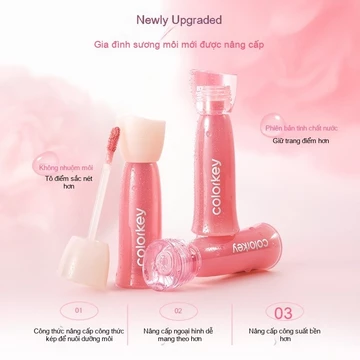 COLORKEY Nước Mềm Sương Mù Son Bóng Trong Suốt Dưỡng Ẩm Mềm Sương Mù Mờ Cô Gái Trắng Cắn Môi Bóng