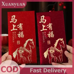 XUAN 6 Chiếc 2026 Năm Ngựa Phong Bì Màu Đỏ Tết Nguyên Đán Gói Màu Đỏ Túi Tiền May Mắn Quà Tặng Phong Bì Gói Đỏ VN