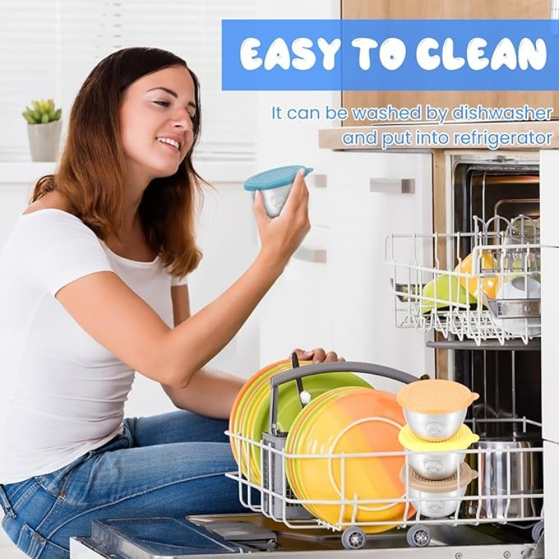 1 / 3 / 6 Cái Hộp Đựng Salad Có Nắp Silicon / Cốc Gia Vị Inox Chống Rò Rỉ