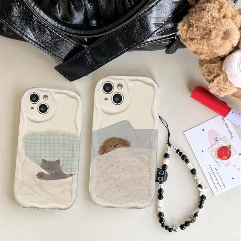 Sleep Dog Cat Cặp Đôi Dành Cho Google Pixel 10 9 Pro XL 8 Pro 7 7A 8A Dây Xích Cổ Tay Mèo Đen Mềm Silicon