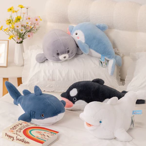 Đồ chơi sang trọng động vật đại dương đáng yêu - Orca, Beluga, Seal, Shark & Dolphin Soft Cuddly Gối dành cho người bạn đồng hành ngủ