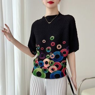 Miyake Áo Thun Ngắn Tay Xếp Ly Cho Nữ, Phù Hợp Mùa Hè, Thiết Kế Đơn Giản Thời Trang