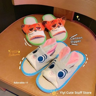 Judy Nick Style Linen Dép Hoạt Hình Hàng Hóa Trong Nhà Chống Trơn Trượt Đế Mềm Dép Sàn