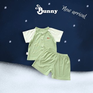 Bộ cộc tăm lụa mềm mại Bunnybaby tay raglan phối màu xinh xắn cho bé 0-12 tháng