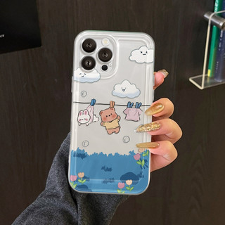 Ốp Lưng iPhone Gấu Mây Xinh Viền Thẳng Chống Sốc, Bảo Vệ Camera - iP 7/8/X/XS/11/12/13/14/15/16/17/Plus/Pro/Max/Air