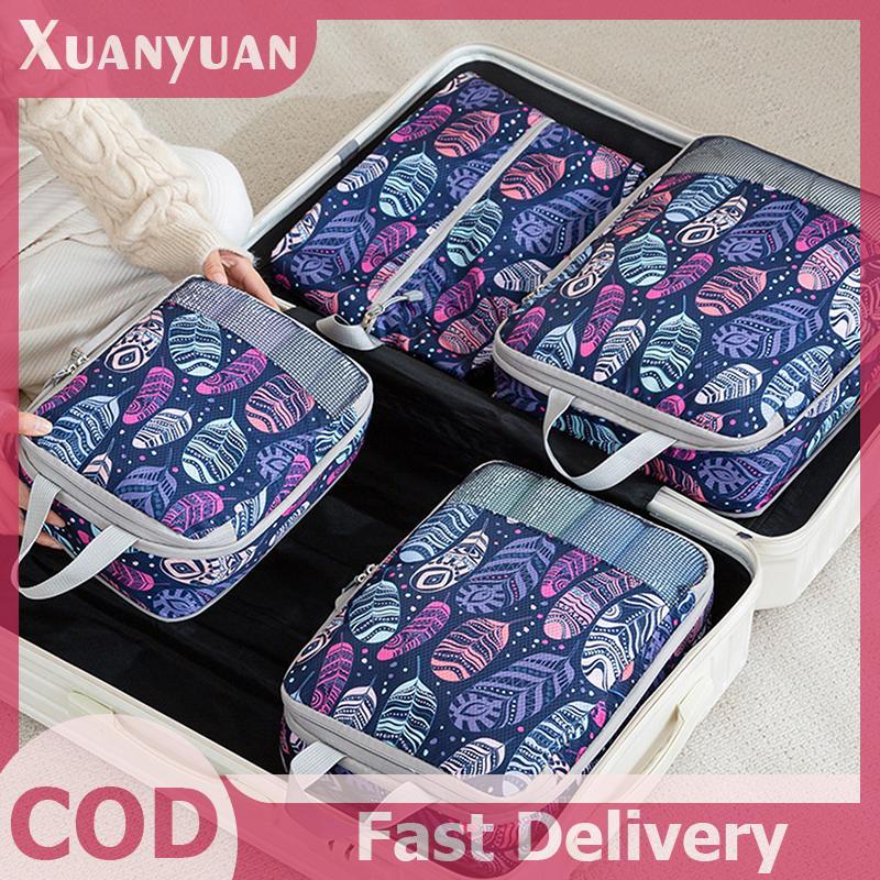 XUAN 4 Túi Bảo Quản Nén Dung Tích Lớn Có Thể Gập Lại Khối Đóng Gói Có Thể Giặt Được Mở Rộng Hành Lý Túi Bảo Quản VN