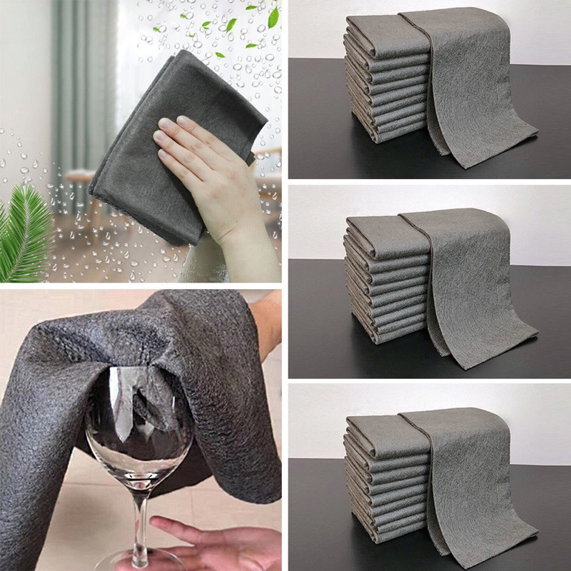 Set 5 Khăn Lau Kính Đa Năng, Khăn Lau Ma Thuật Hàn Quốc Vải Lau Siêu Sạch Lau Chén Bát Gốm Sứ