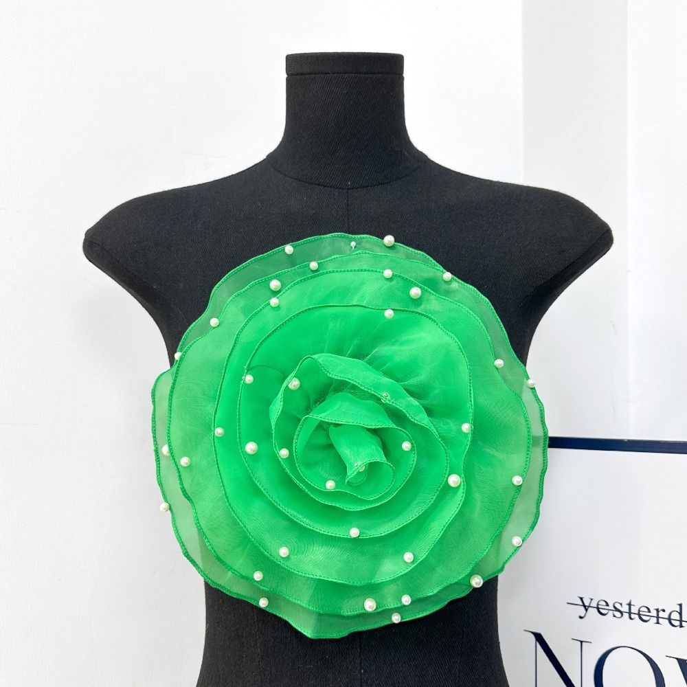 Miếng dán hoa hồng MERIGGIARE, Hoa ngực vải Organza nhân tạo, Phụ kiện trâm cài đầu hoa 26,5cm dễ thương