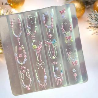 Tatain 1 Ren Nơ Áo Len Nơ 3D Khuôn Silicon Móng Tay Nghệ Thuật Trang Trí Móng Tay Mẫu Móng Tay Khuôn VN