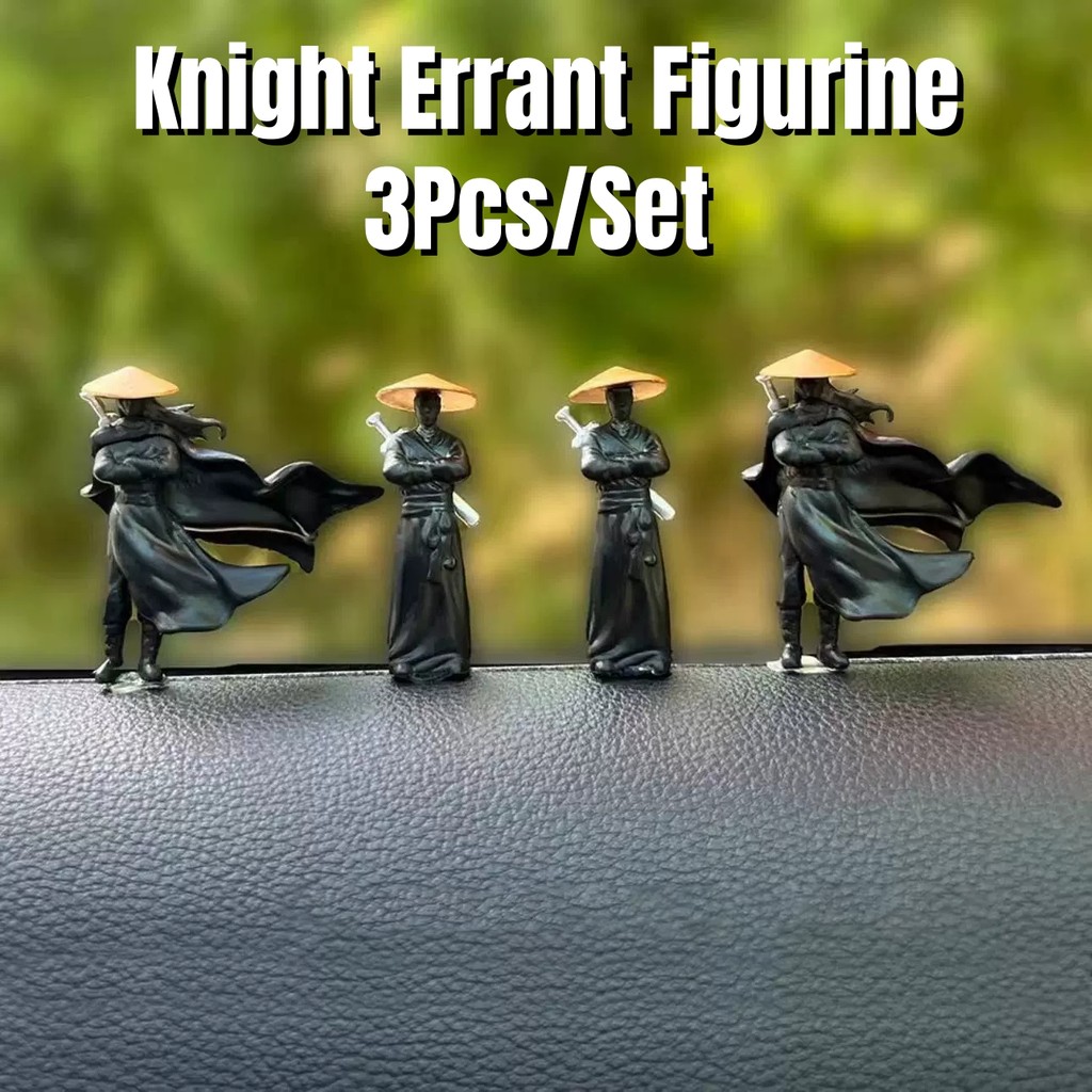 3 Cái / bộ Hình Thoáng Mát Điêu Khắc Nhà Búp Bê Tượng Samurai Ninjas Phong Cách Trung Hoa Wuxia Trang Trí Bàn Làm Việc Văn Phòng