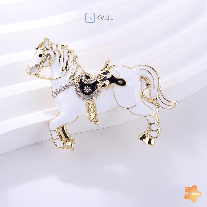 Trâm cài ngựa phong cách cổ điển với kim cương giả màu trắng, phụ kiện thời trang cho các bữa tiệc