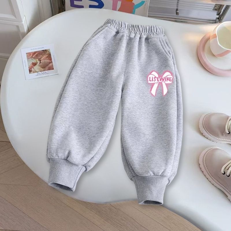 Quần Jogger dáng rộng cho bé gái với chi tiết hoạt hình dễ thương Quần chơi hàng ngày thoải mái cho trẻ em