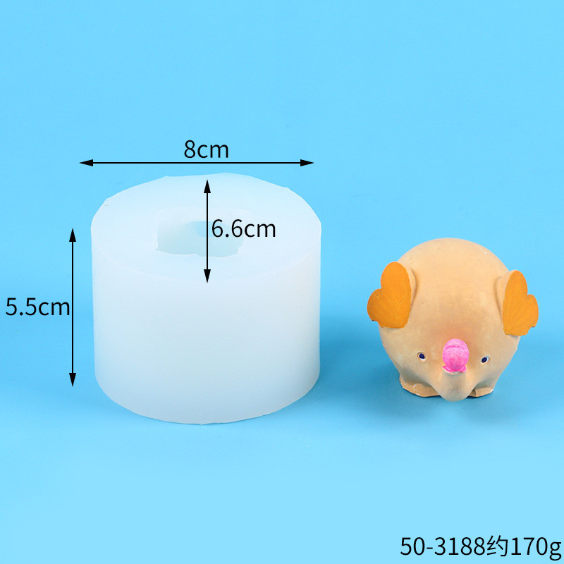 3D Động Vật Series Alpaca Tai Dài Thỏ Voi Gấu Bánh Nướng Khuôn Thạch Cao Nhào Đồ Chơi Khuôn Silicon