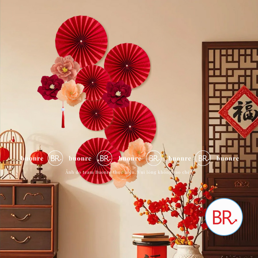 Set nguyên liệu trang trí mẹt Đón Xuân Bảo Lộc-Mẹt tết treo tường,Phụ kiện decor Tết 2026 ANGIHOME