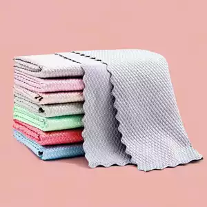 Bộ 5 Khăn lau , Khăn vảy cá khô nhanh bằng vải Polyester, Đồ dùng nhà bếp Tấm cọ rửa chống nhăn