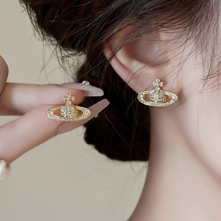 Bông Tai Hình Sao Thổ Đính Kim Cương - Phong Cách Sang Trọng Dành Cho Nữ