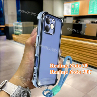 Ốp lưng Realme Note 70 Note 70T Vỏ trong suốt chống sốc có dây buộc 2025 Thiết kế mới Camera Protecion Vỏ điện thoại mềm siêu mỏng Realme Note 70 T