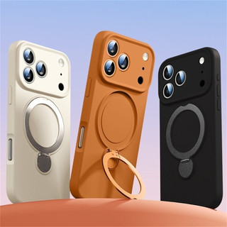 Giá đỡ xoay 360 mới Vỏ điện thoại silicon lỏng cho IPhone 17 Pro Max 13 Pro Max 14 15 16 Pro Max Vỏ cứng viền mềm Giá đỡ Vỏ chống sốc