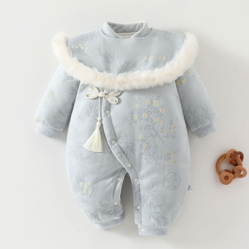 GC1 Cổ Phong Cách Trung Hoa Cho Bé Onesie Cotton Áo Khoác Mùa Đông Quilted Và Dày Cotton Đệm Quần Áo GC1