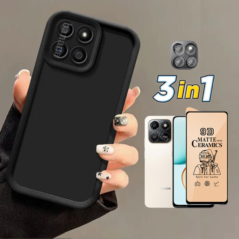Ốp điện thoại chống sốc trọn gói 3in1 Honor X7D cho Honor X7C X8C X6C X9D Kính cường lực gốm + Phim ống kính